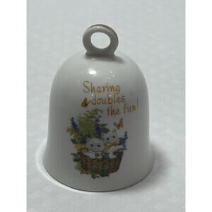 Designer’s Collection Treasures Of The Heart Kitten Floral Porcelain 3” Bell